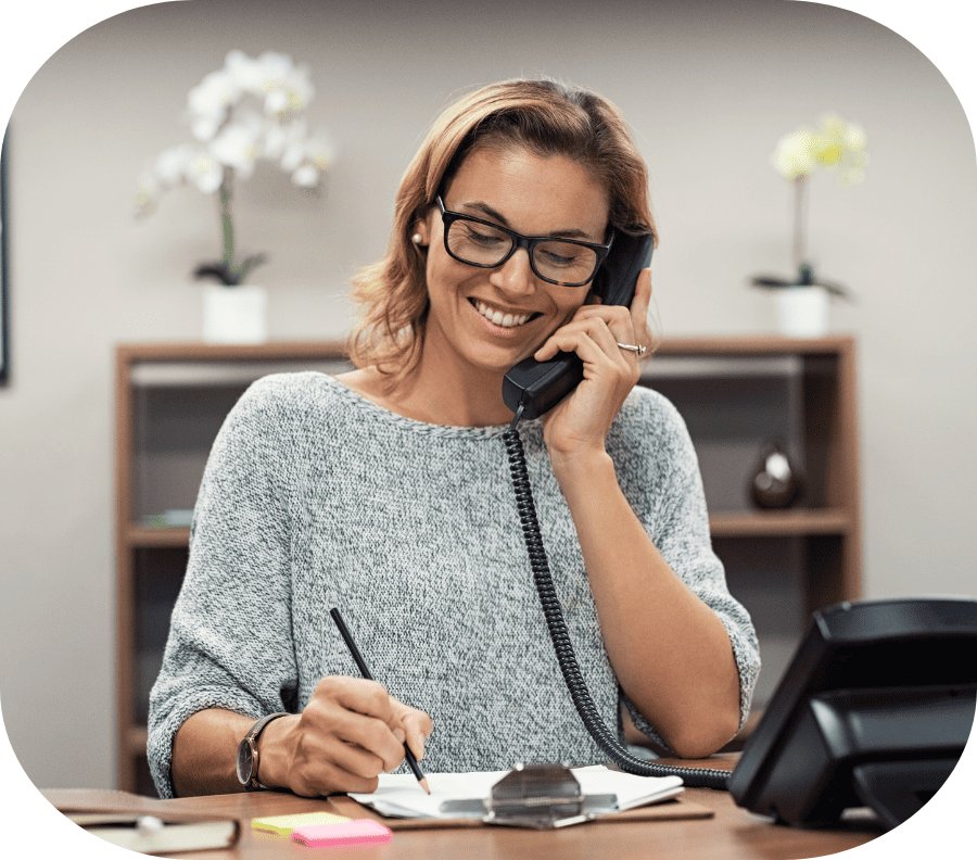 An admissions team member answering the phone.